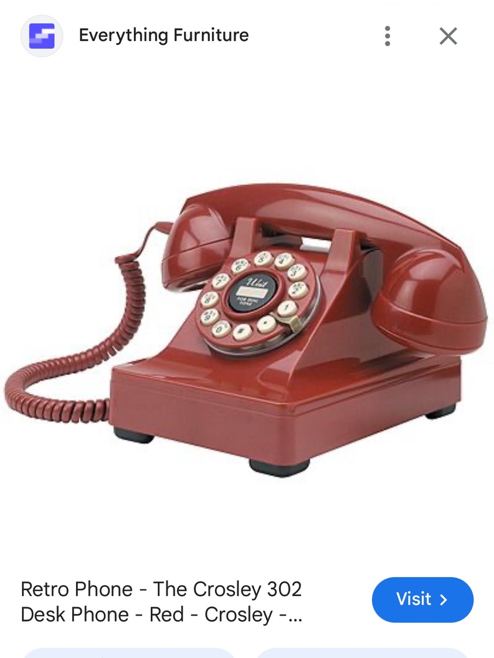 Crosley Retro Desk Phone in Red with Rotary Dial